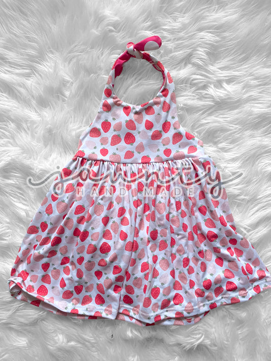 3T strawberry halter dress RTS